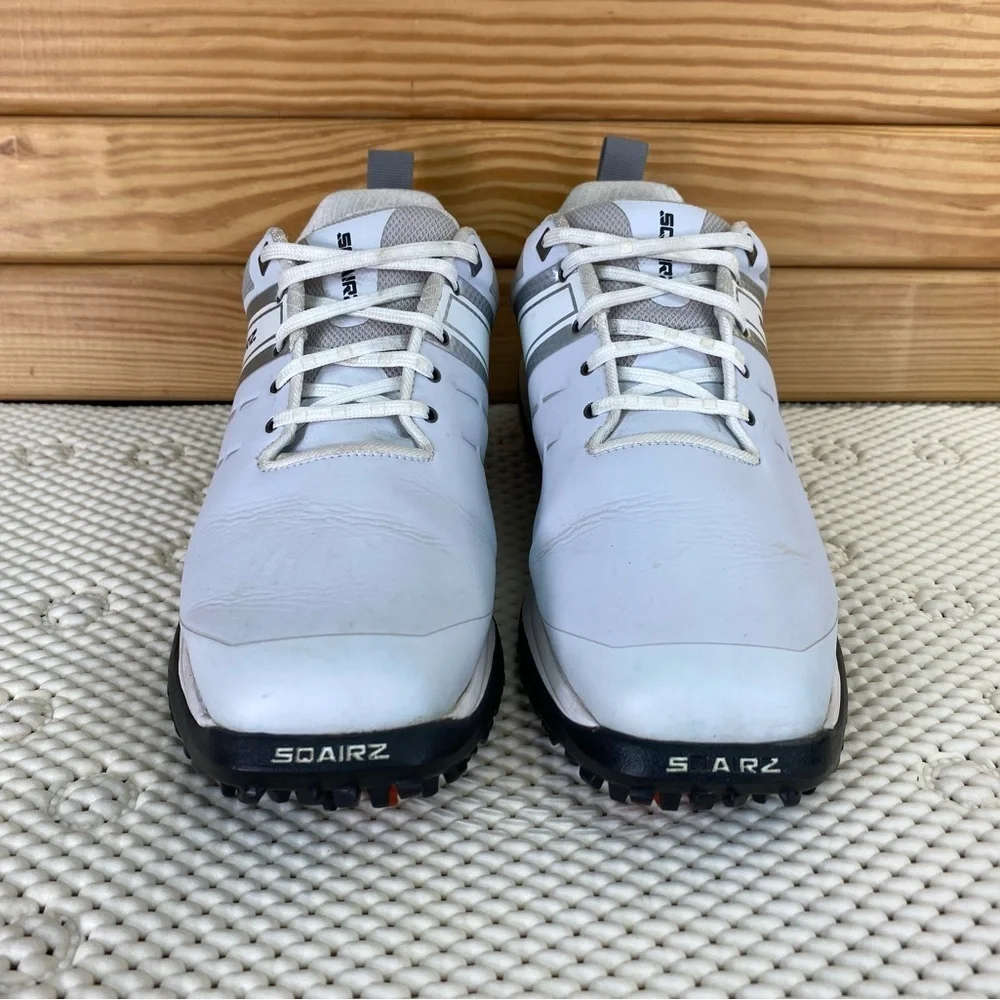 Sqairz Speed Men's 8.5 US Soft Spiked Golf Shoes Sneakers White Gray Black